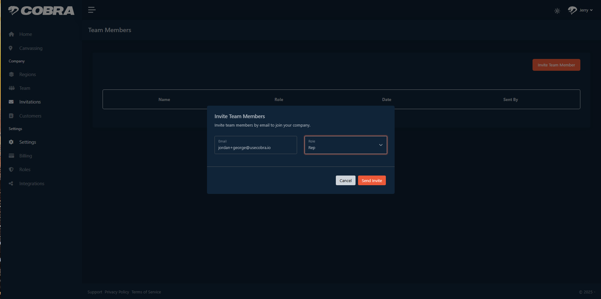 COBRA desktop invite email